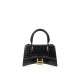 BALENCIAGA Hourglass XS Handbag In Crocodile Embossed - Black & Gold Hardware