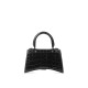 BALENCIAGA Hourglass XS Handbag In Crocodile Embossed - Black & Gold Hardware