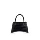 BALENCIAGA Hourglass XS Handbag In Crocodile Embossed - Black & Black Hardware