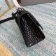 BALENCIAGA Hourglass XS Handbag In Crocodile Embossed - Black & Black Hardware