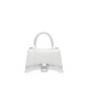 BALENCIAGA Hourglass XS Handbag In Crocodile Embossed - White & Silver Hardware