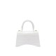 BALENCIAGA Hourglass XS Handbag In Crocodile Embossed - White & Silver Hardware