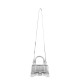 BALENCIAGA Hourglass XS Handbag In Crocodile Embossed - Silver & Silver Hardware