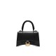 BALENCIAGA Hourglass XS Handbag In Calfskin Leather - Black & Gold Hardware