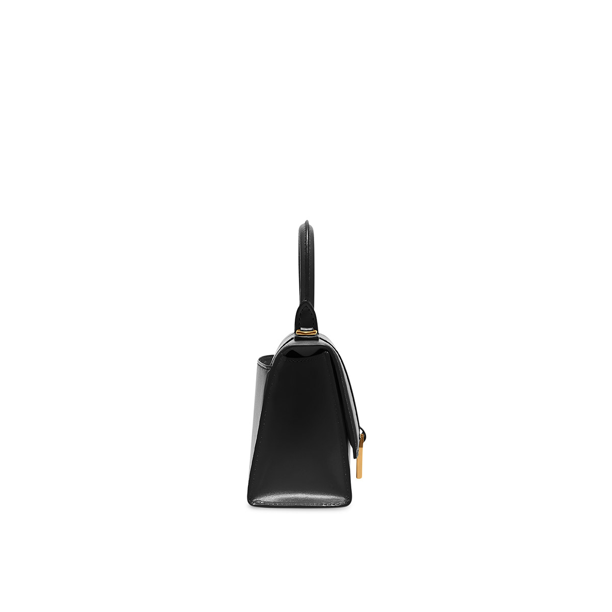 BALENCIAGA Hourglass XS Handbag In Calfskin Leather - Black & Gold Hardware