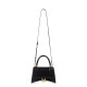 BALENCIAGA Hourglass Small Handbag In Crocodile Embossed - Black & Gold Hardware