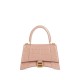 BALENCIAGA Hourglass Small Handbag In Crocodile Embossed - Nude & Gold Hardware