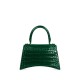 BALENCIAGA Hourglass Small Handbag In Crocodile Embossed - Dark Green & Gold Hardware