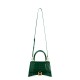 BALENCIAGA Hourglass Small Handbag In Crocodile Embossed - Dark Green & Gold Hardware