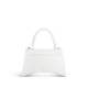 BALENCIAGA Hourglass Small Handbag In Crocodile Embossed - White & Silver Hardware