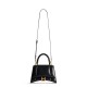 BALENCIAGA Hourglass Small Handbag In Calfskin Leather - Black & Gold Hardware