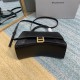 BALENCIAGA Hourglass Small Handbag In Calfskin Leather - Black & Gold Hardware