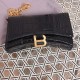 BALENCIAGA Hourglass Wallet On Chain In Crocodile Embossed Leather - Black & Gold Hardware