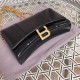 BALENCIAGA Hourglass Wallet On Chain In Calfskin Leather - Black & Gold Hardware