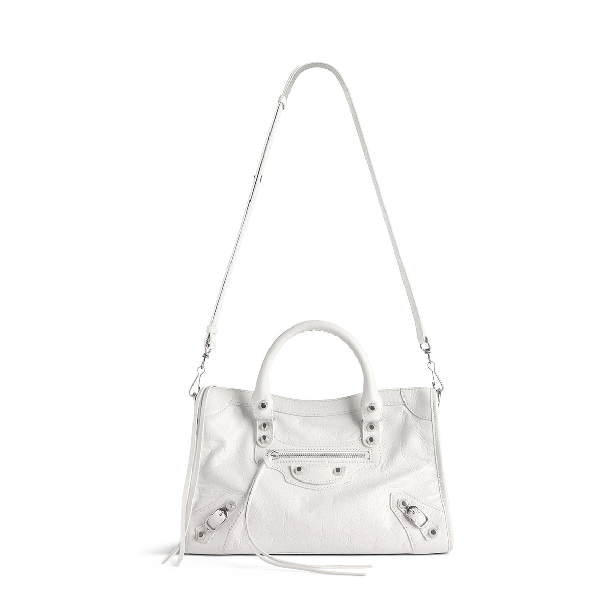 BALENCIAGA Le City Small Bag In Lambskin Leather - White