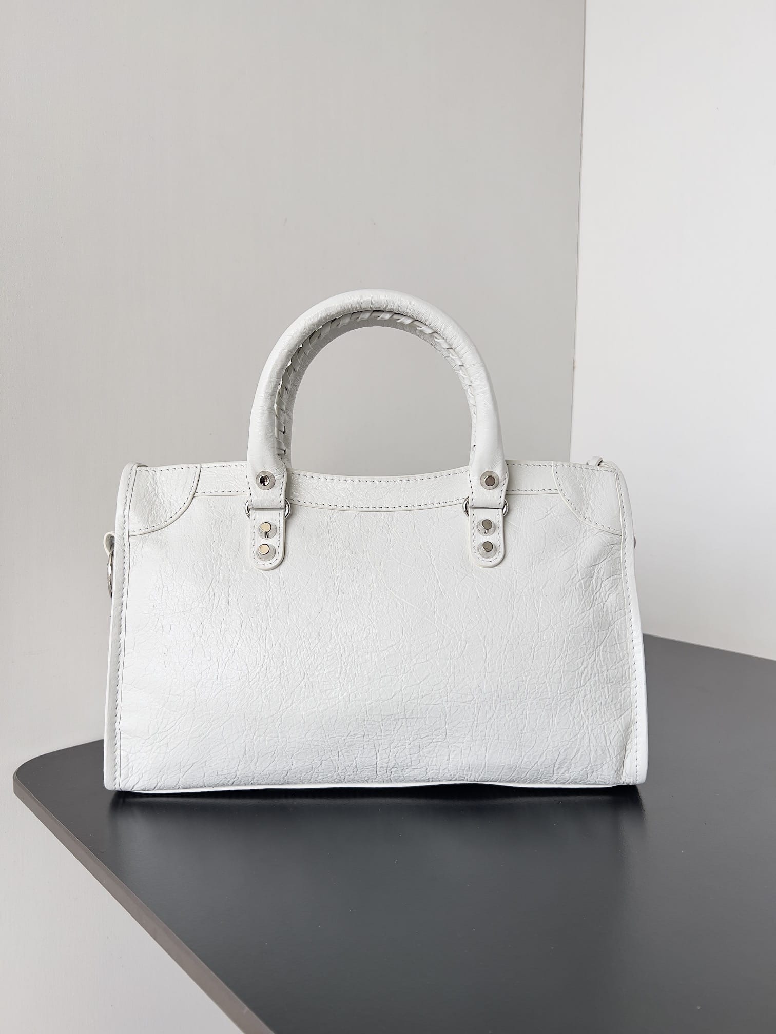 BALENCIAGA Le City Small Bag In Lambskin Leather - White