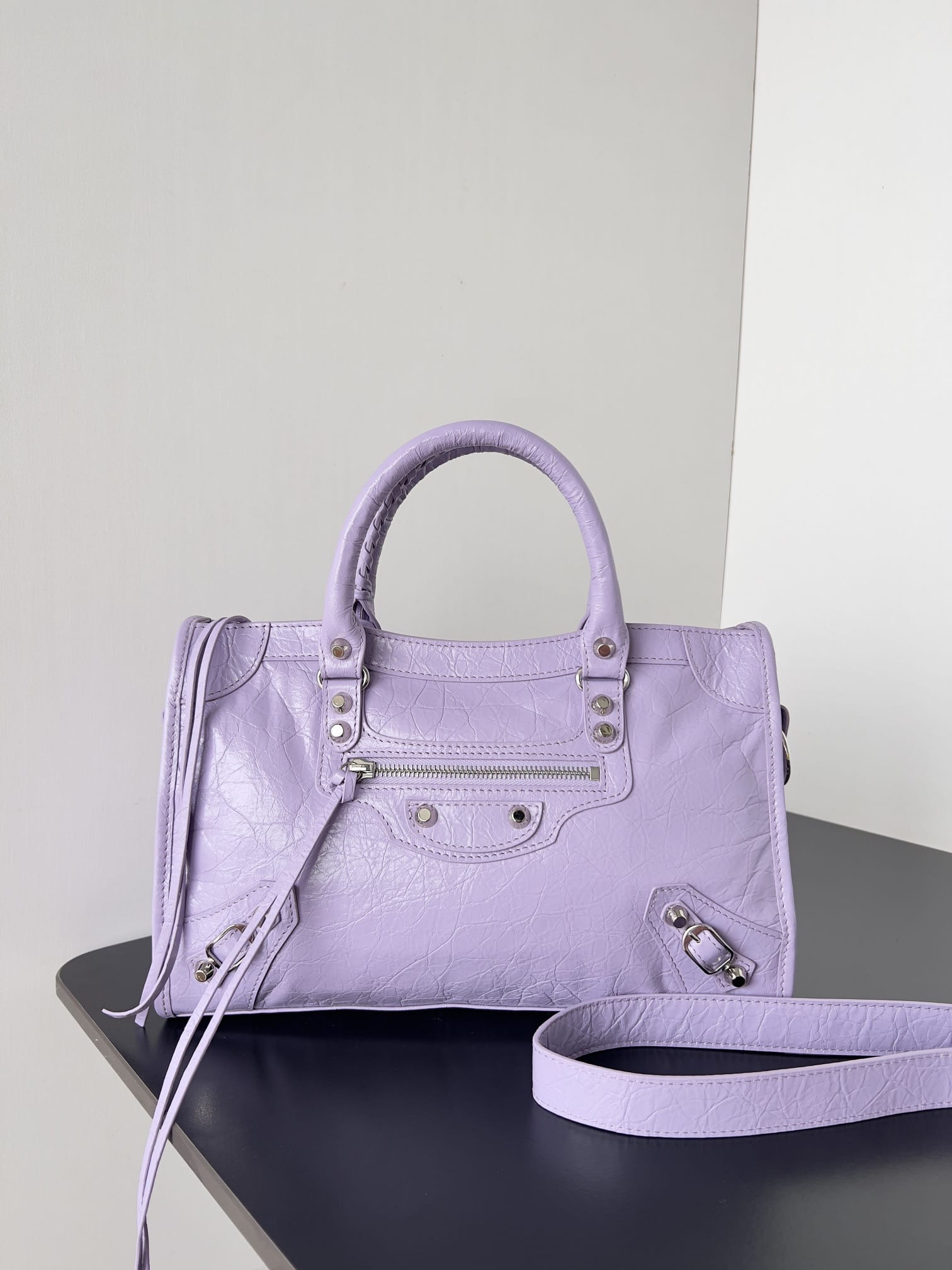 BALENCIAGA Le City Small Bag In Lambskin Leather - Purple