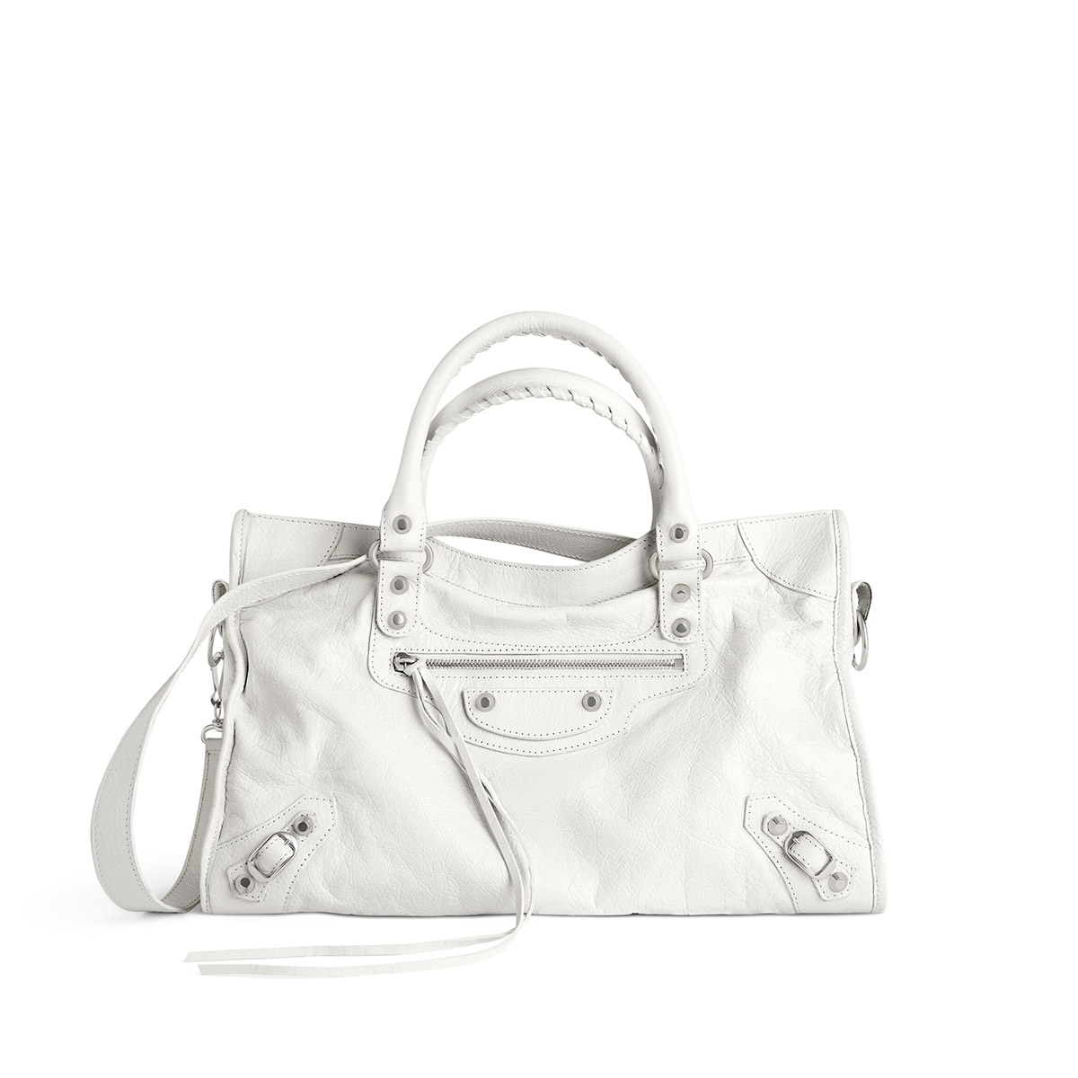 BALENCIAGA Le City Medium Bag In Lambskin Leather - White