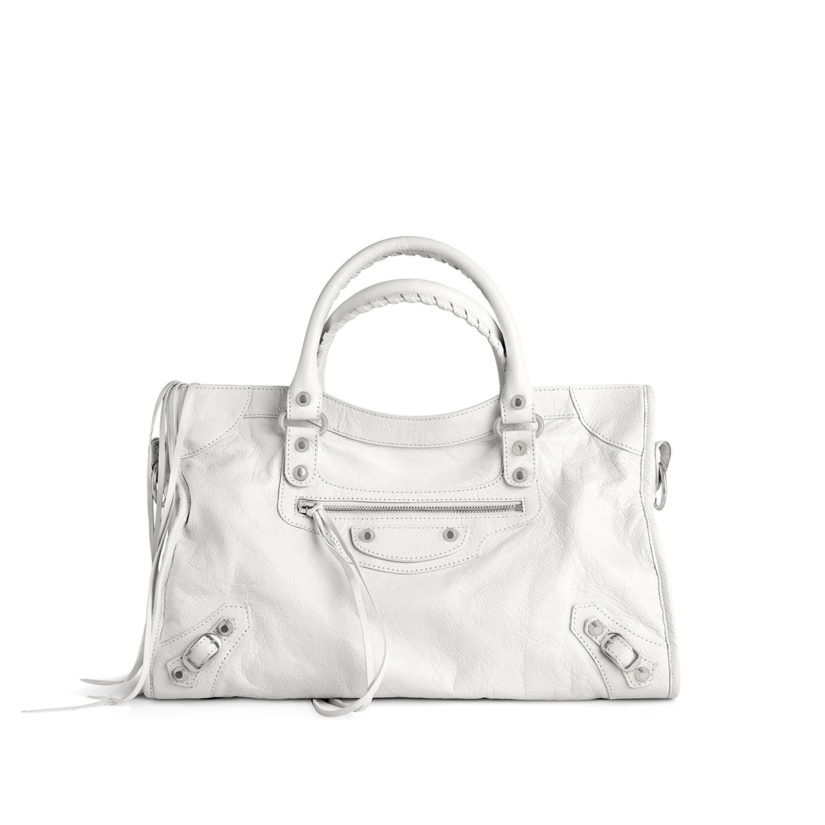 BALENCIAGA Le City Medium Bag In Lambskin Leather - White