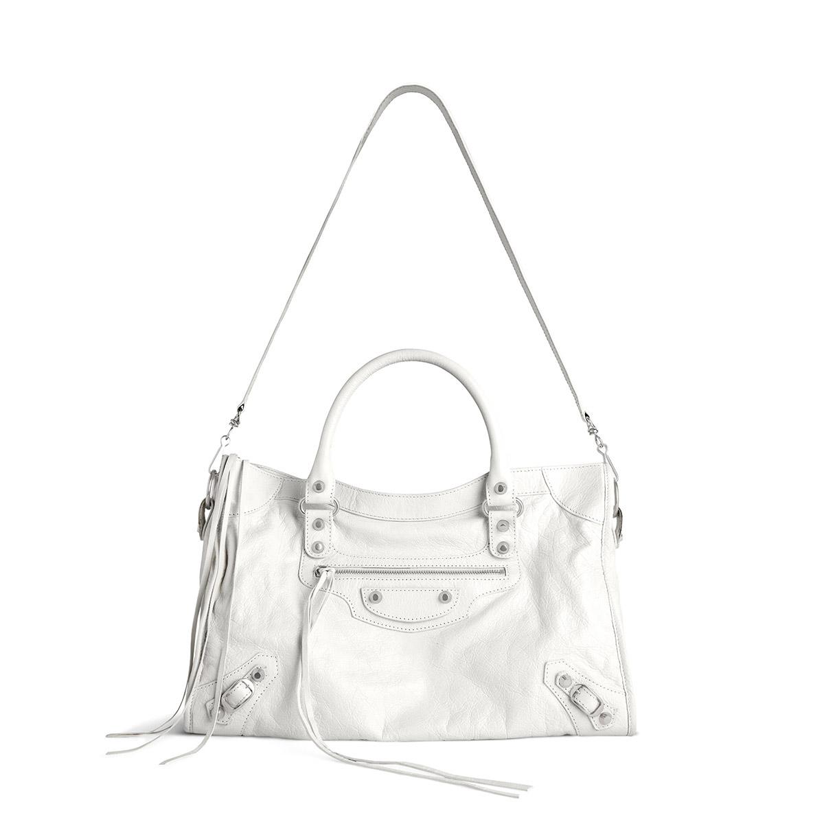 BALENCIAGA Le City Medium Bag In Lambskin Leather - White