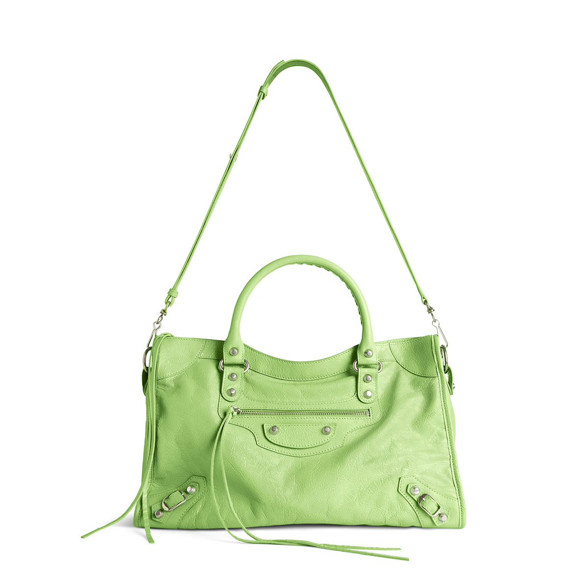 BALENCIAGA Le City Medium Bag In Lambskin Leather - Green