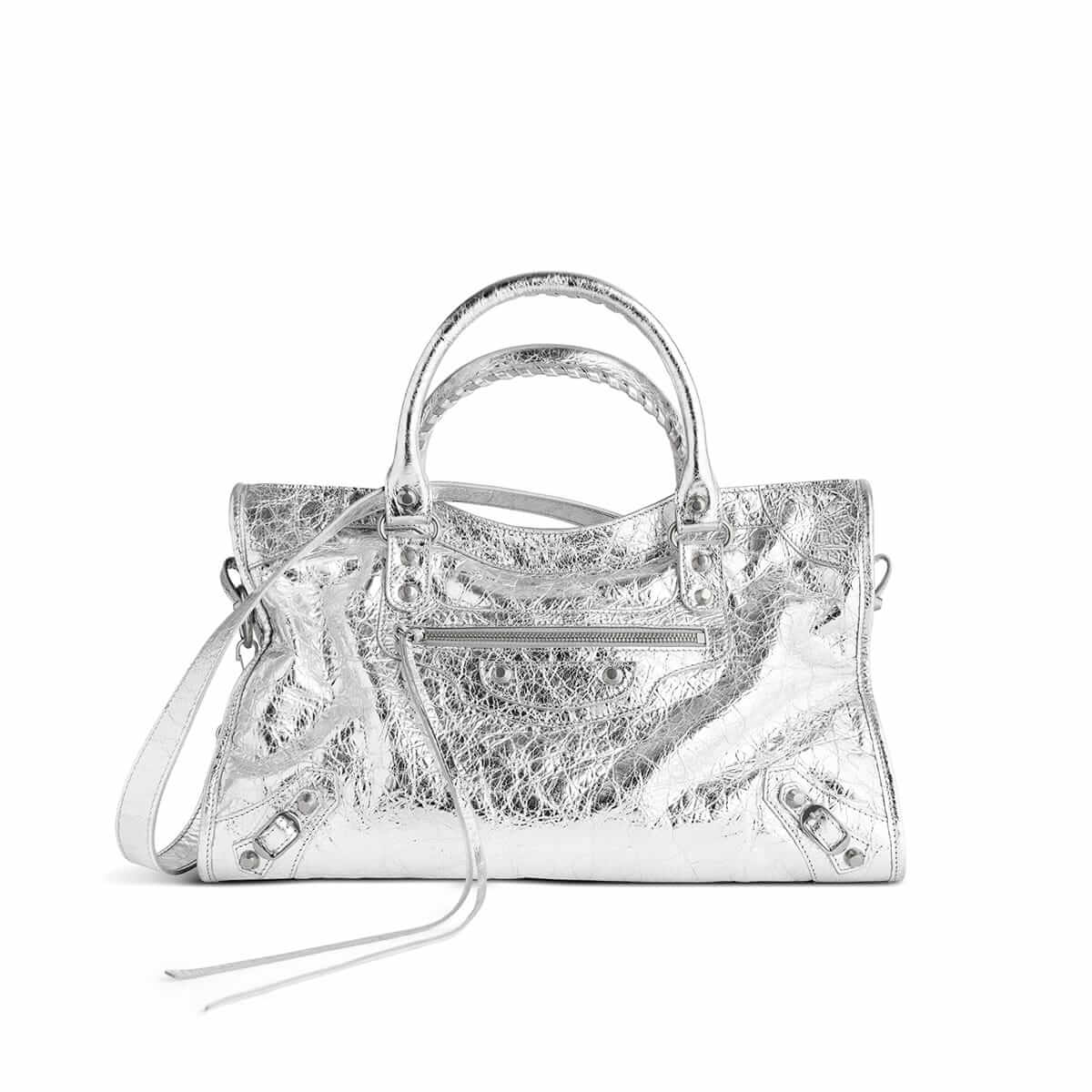 BALENCIAGA Le City Medium Bag In Lambskin Leather - Silver