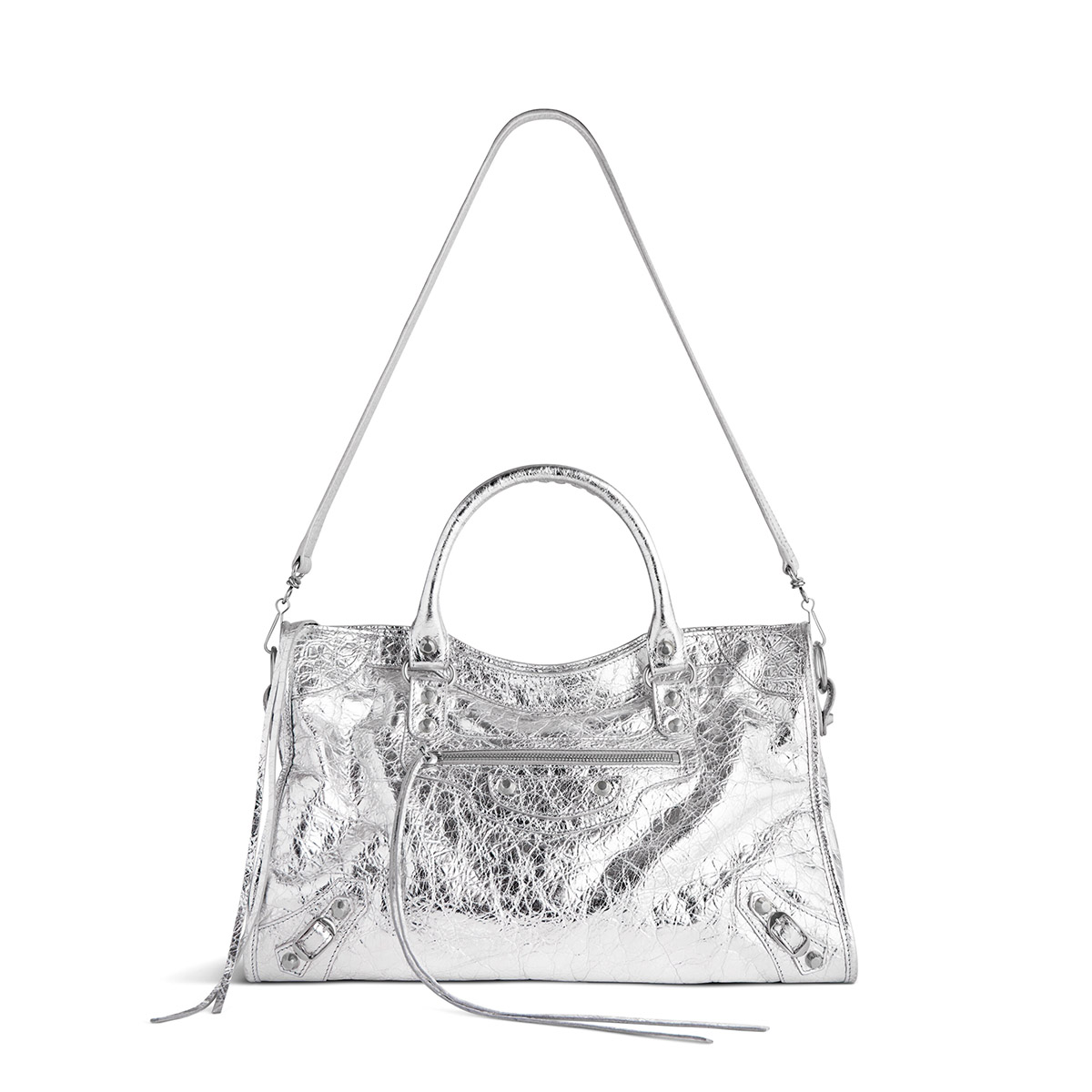 BALENCIAGA Le City Medium Bag In Lambskin Leather - Silver