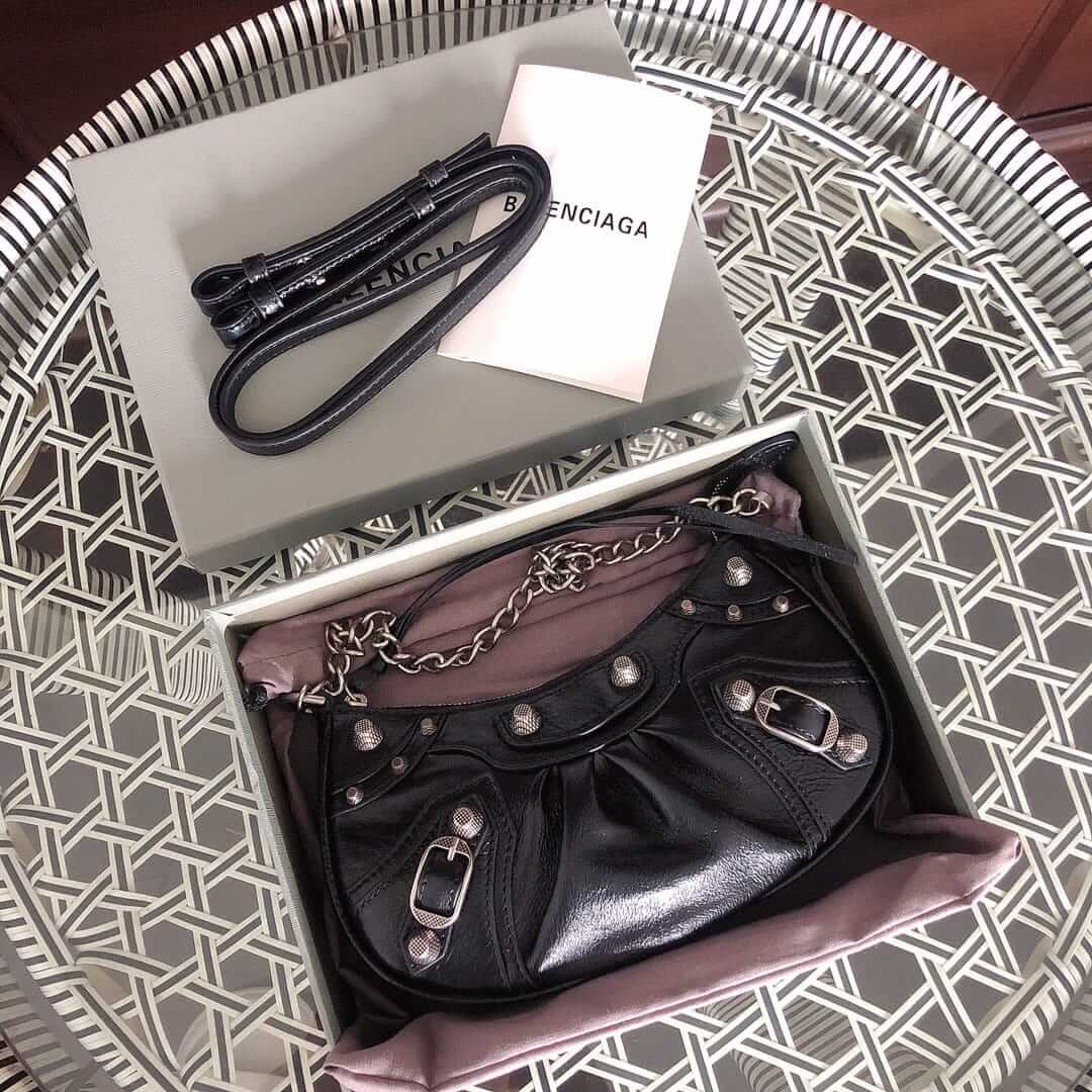 BALENCIAGA Le Cagole Mini Bag With Chain In Lambskin - Black