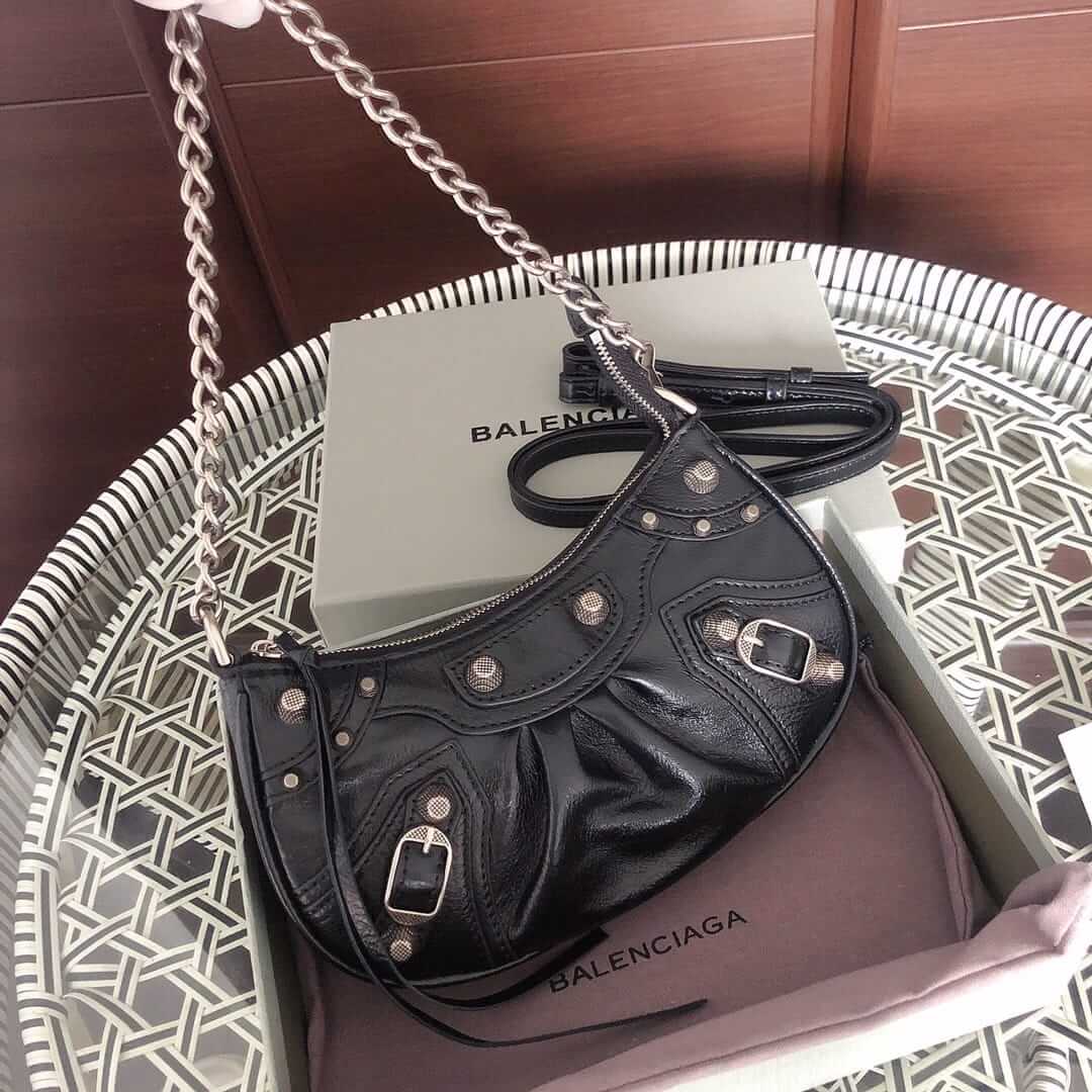 BALENCIAGA Le Cagole Mini Bag With Chain In Lambskin - Black