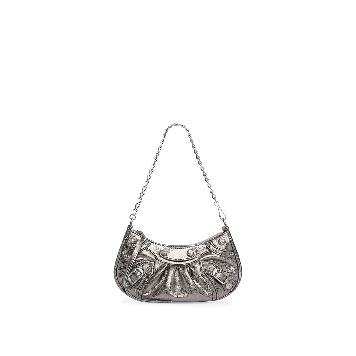 BALENCIAGA Le Cagole Mini Bag With Chain In Lambskin - Silver