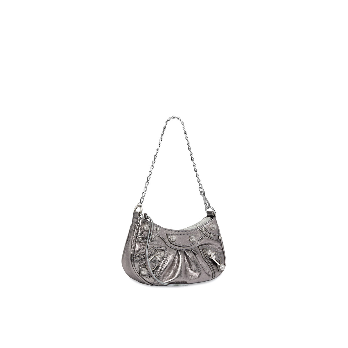 BALENCIAGA Le Cagole Mini Bag With Chain In Lambskin - Silver