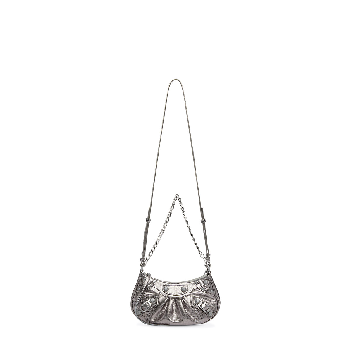 BALENCIAGA Le Cagole Mini Bag With Chain In Lambskin - Silver