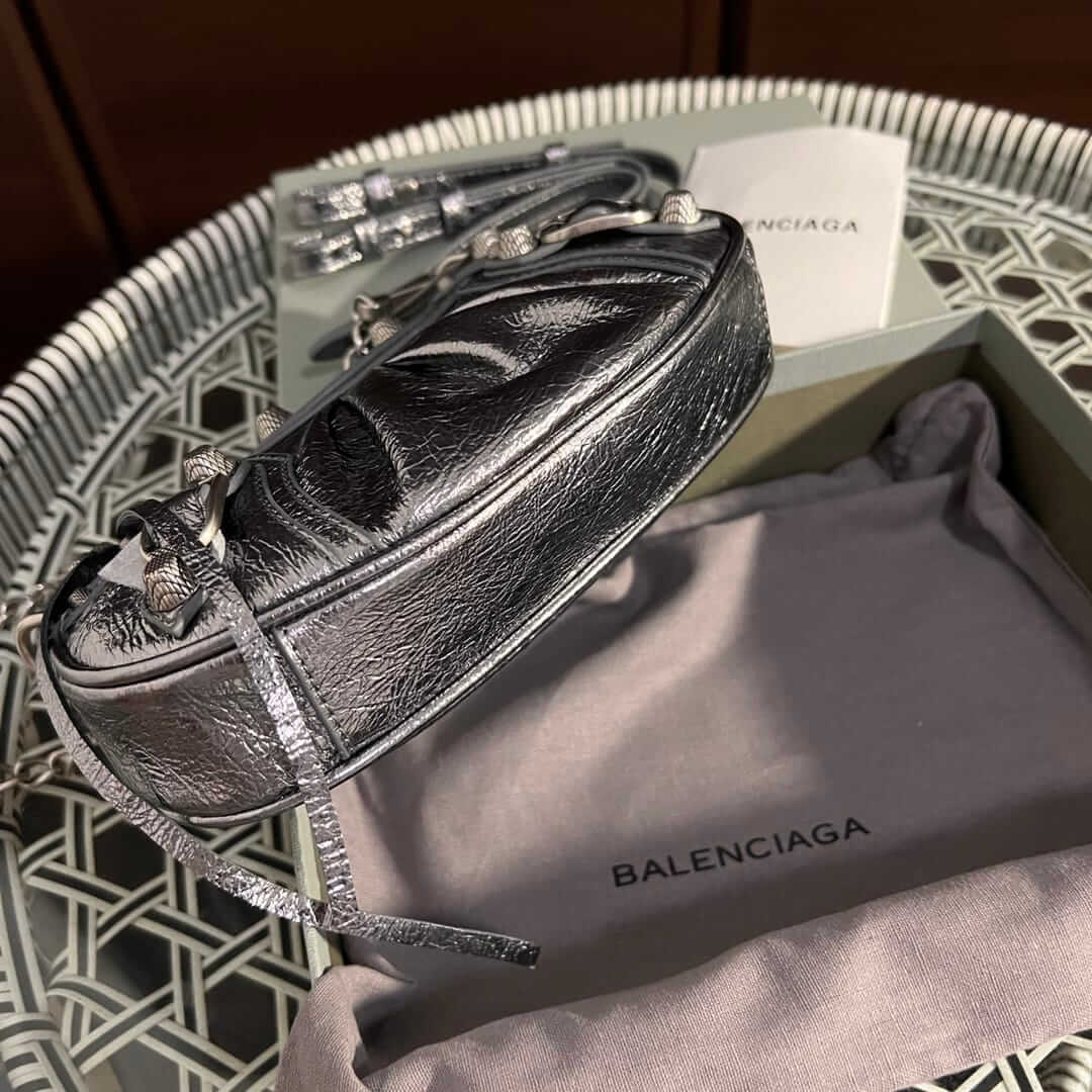 BALENCIAGA Le Cagole Mini Bag With Chain In Lambskin - Silver