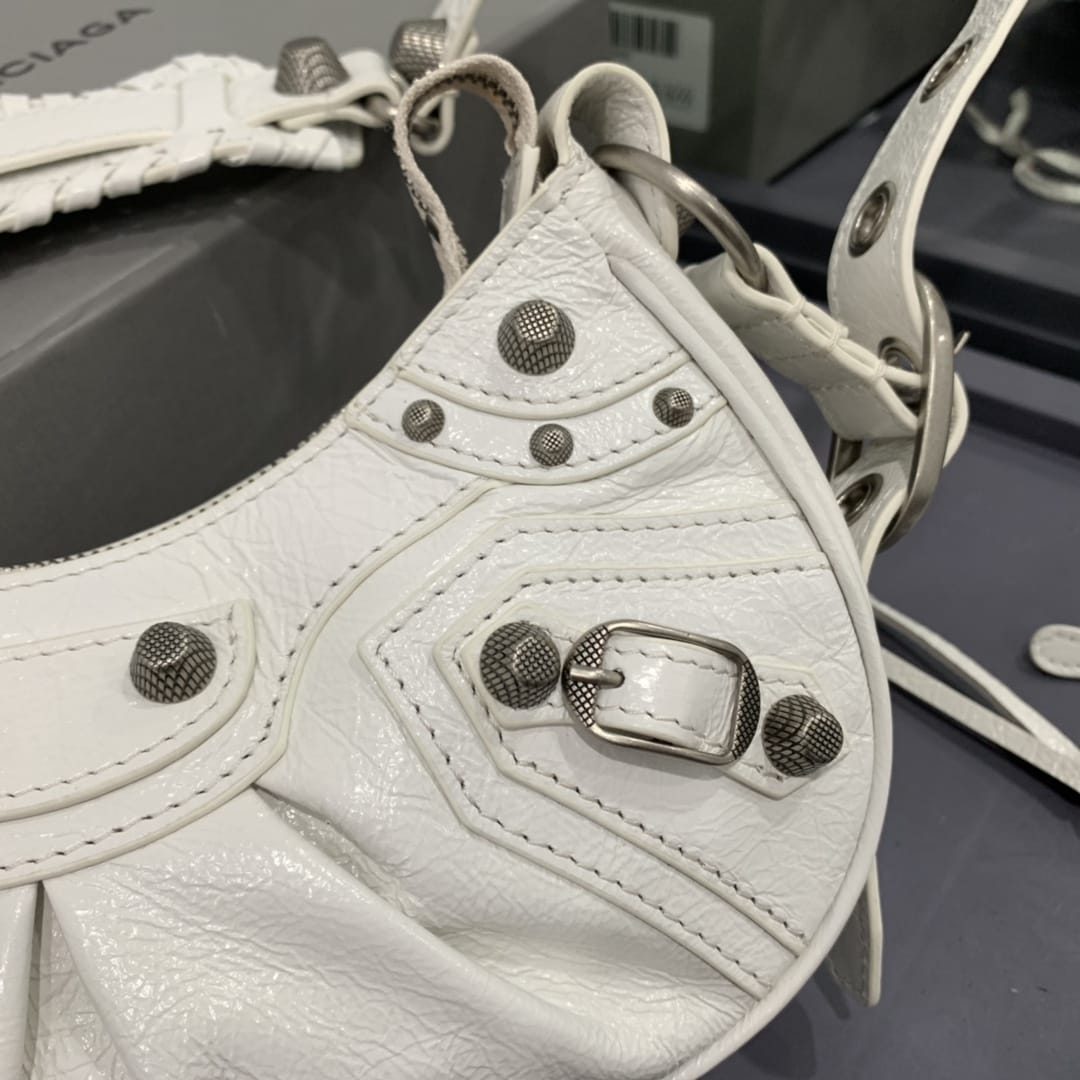 BALENCIAGA Le Cagole XS Shoulder Bag In Lambskin - White