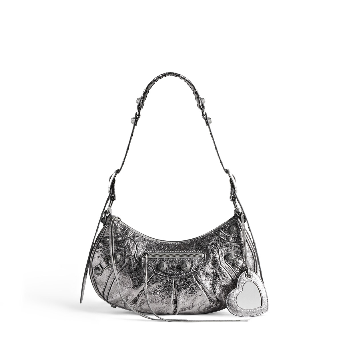 BALENCIAGA Le Cagole Small Shoulder Bag In Lambskin - Silver