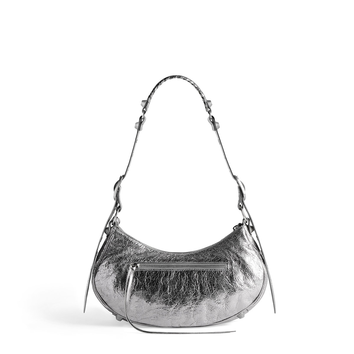 BALENCIAGA Le Cagole Small Shoulder Bag In Lambskin - Silver