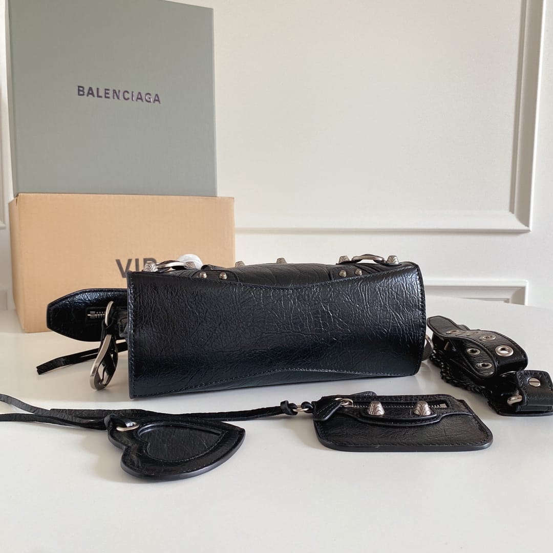 BALENCIAGA  Neo Cagole City XS Handbag In Lambskin - Black