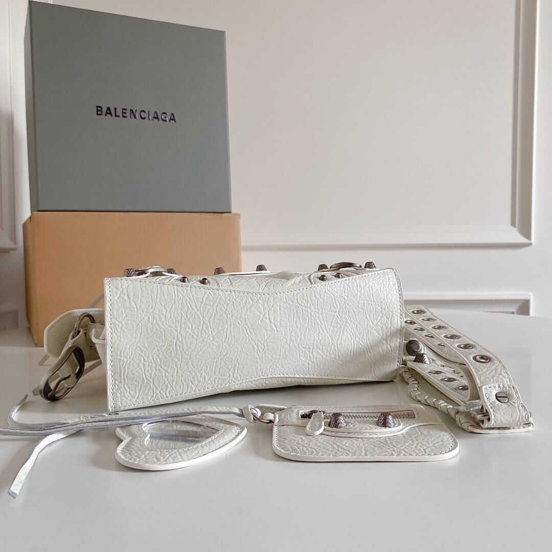 BALENCIAGA  Neo Cagole City XS Handbag In Lambskin - White