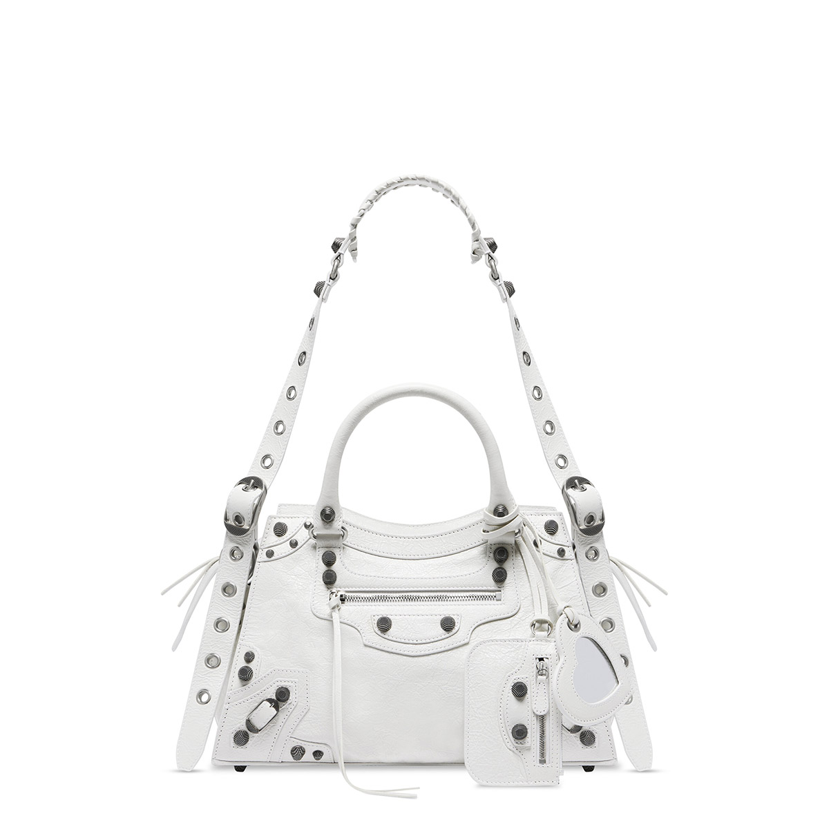 BALENCIAGA  Neo Cagole City Small Handbag In Lambskin - White