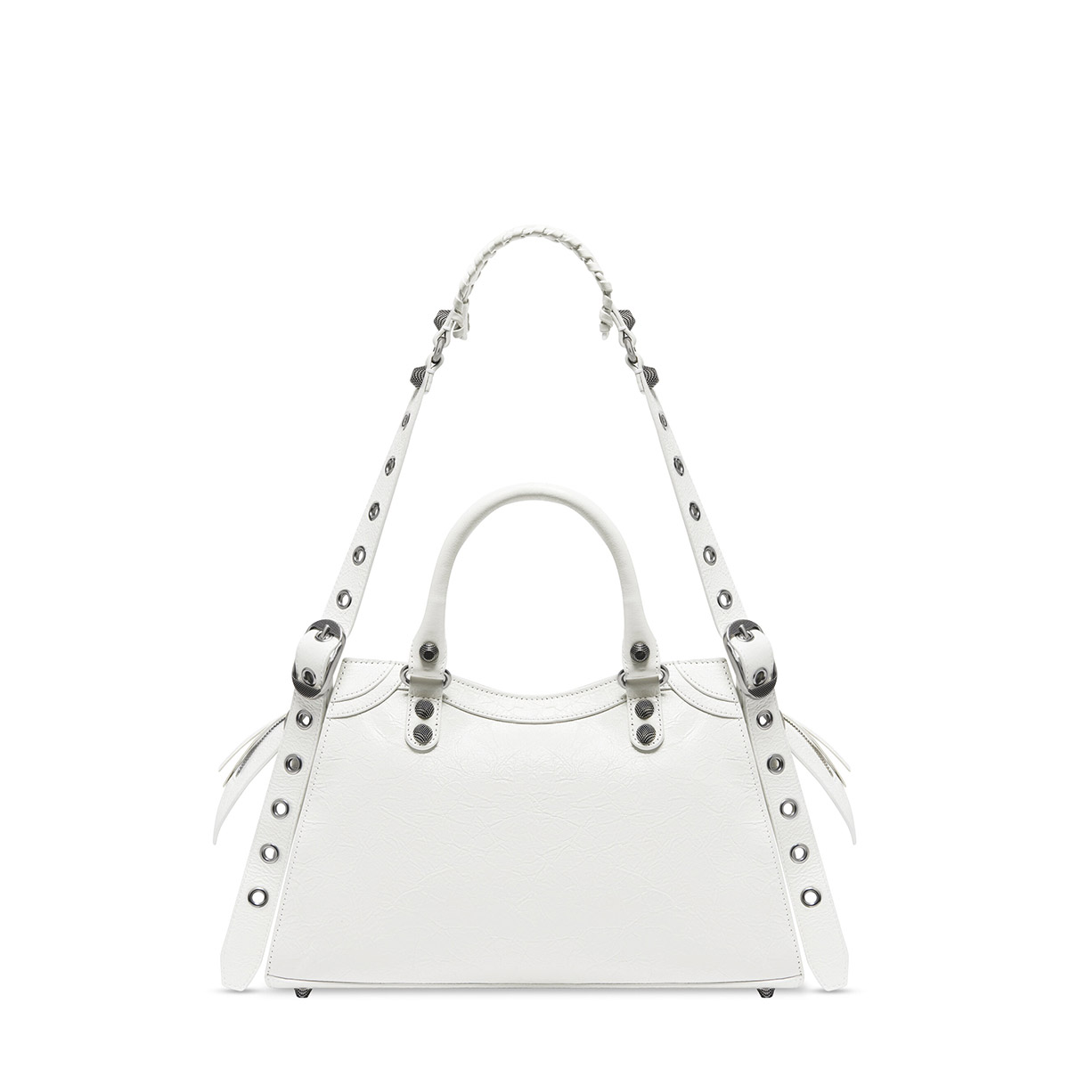 BALENCIAGA  Neo Cagole City Small Handbag In Lambskin - White