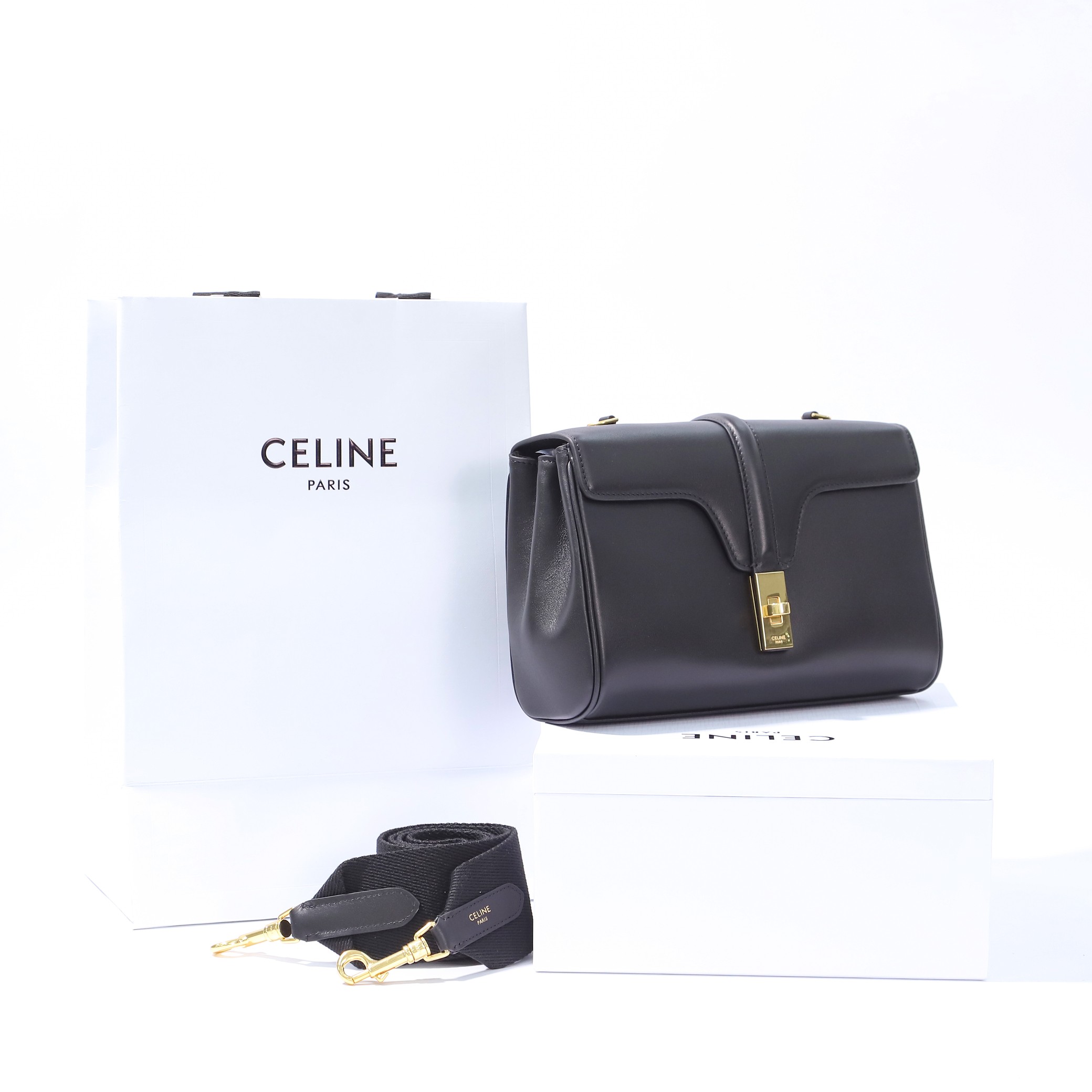 CELINE Teen Soft 16 Bag in Smooth Calfskin - Black