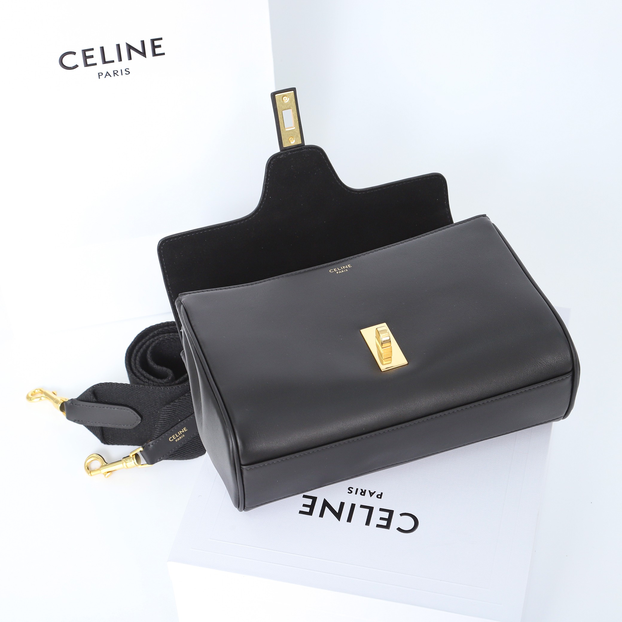 CELINE Teen Soft 16 Bag in Smooth Calfskin - Black