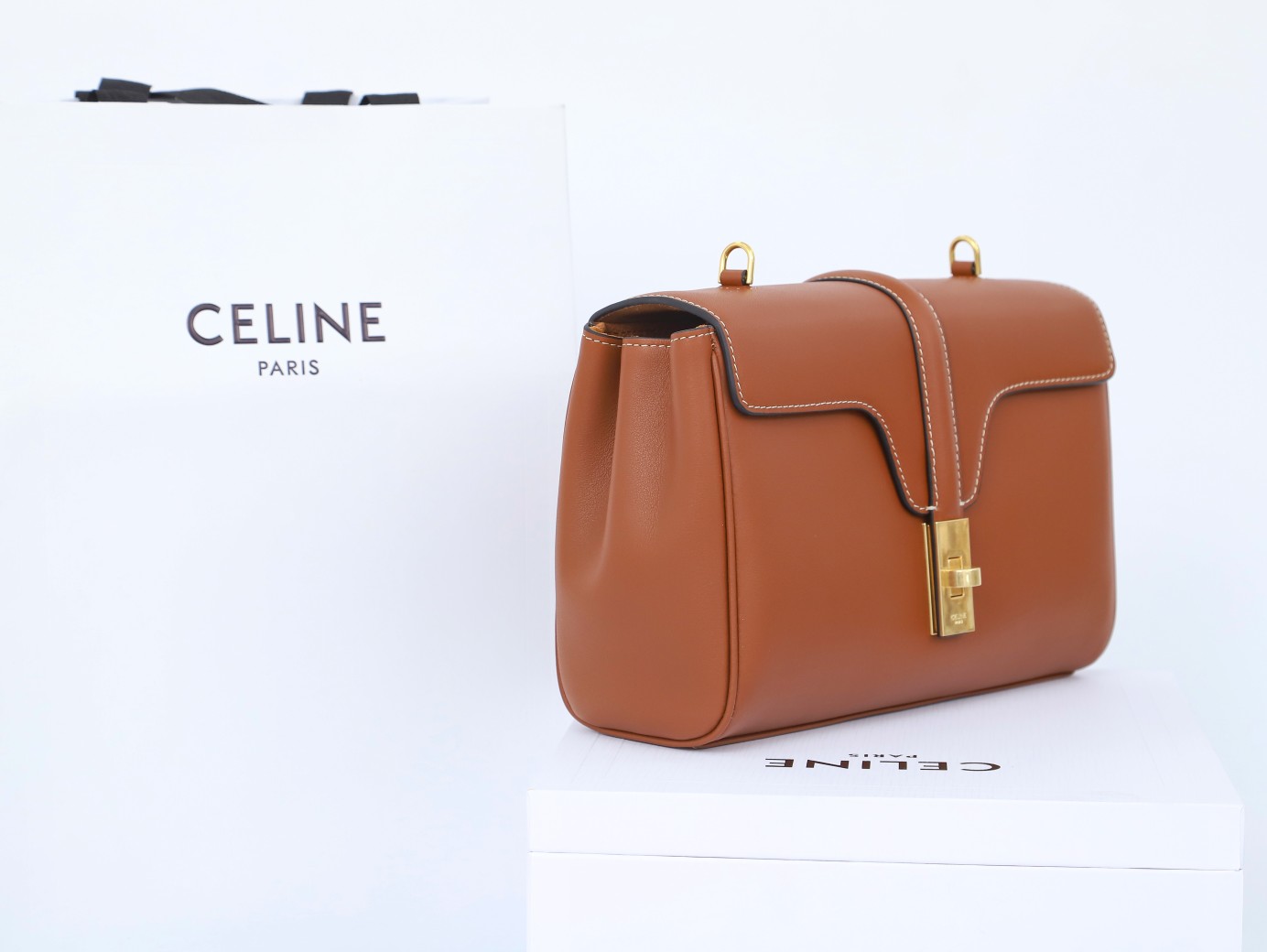 CELINE Teen Soft 16 Bag in Smooth Calfskin - Tan