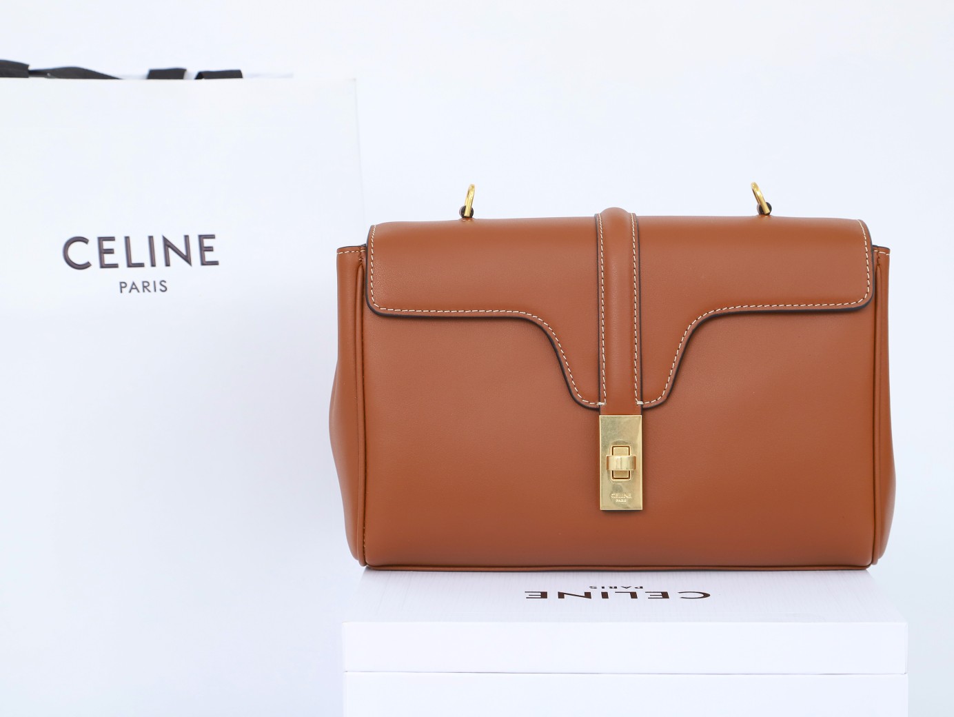 CELINE Teen Soft 16 Bag in Smooth Calfskin - Tan