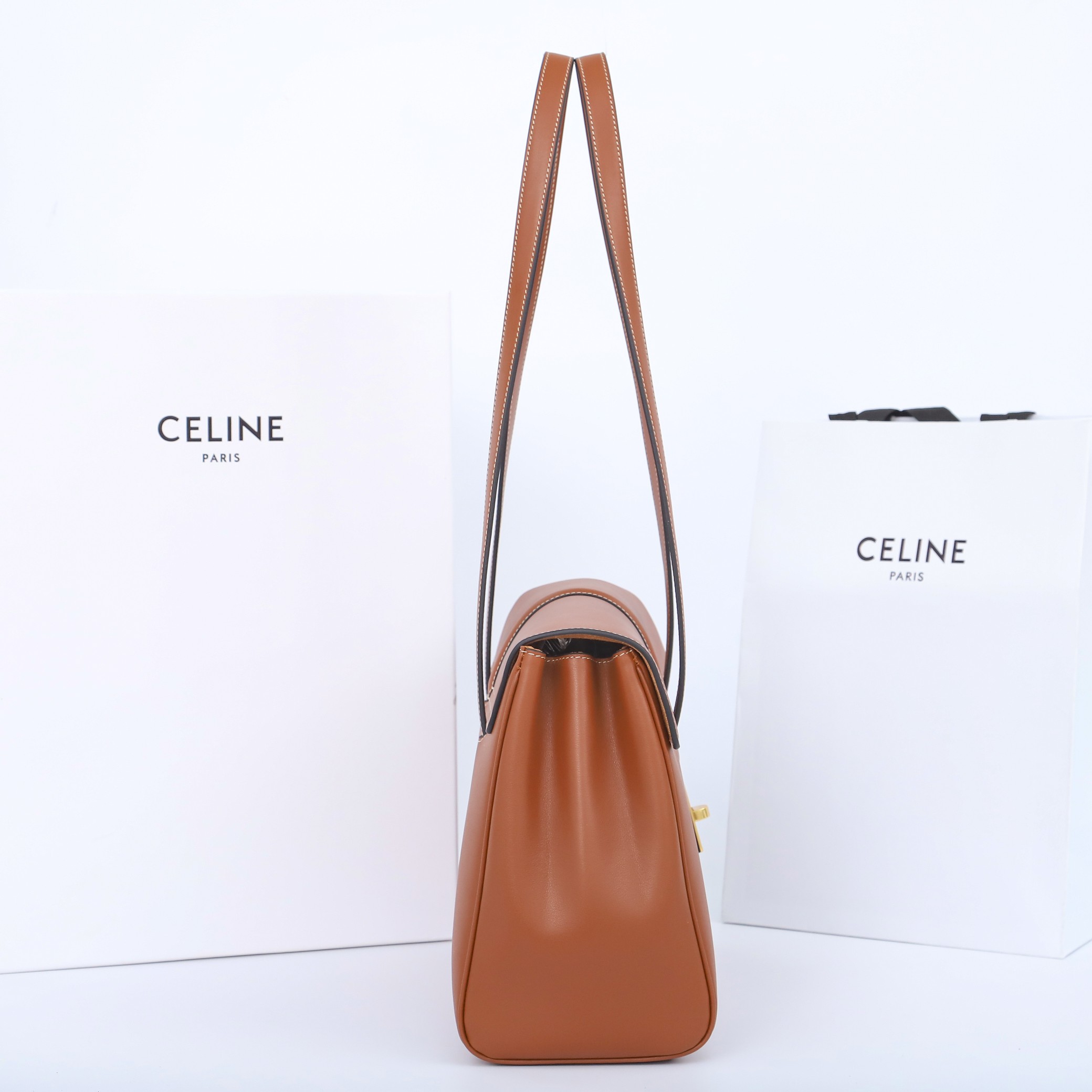 CELINE Medium Soft 16 Bag in Smooth Calfskin - Tan