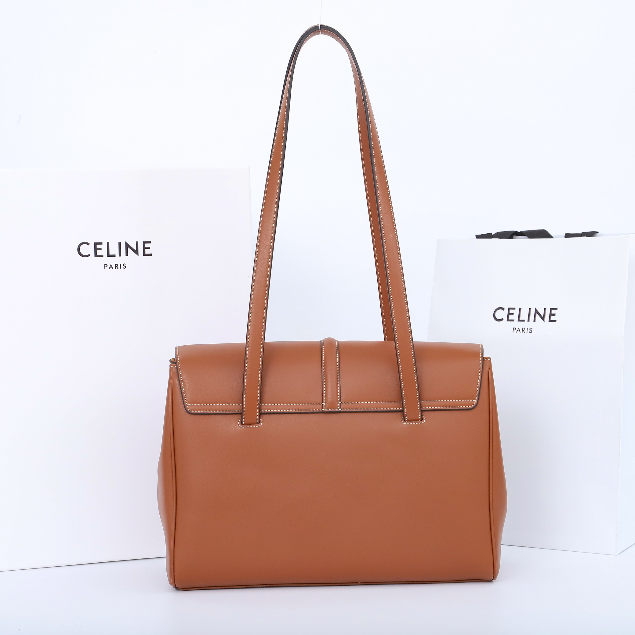 CELINE Medium Soft 16 Bag in Smooth Calfskin - Tan