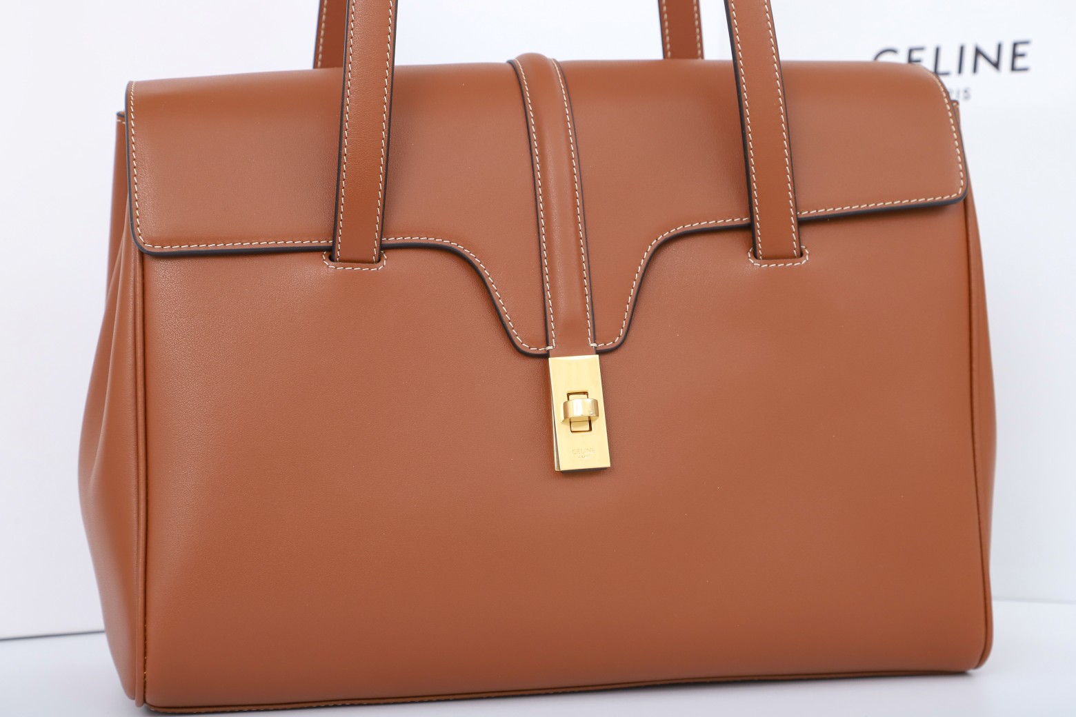 CELINE Medium Soft 16 Bag in Smooth Calfskin - Tan