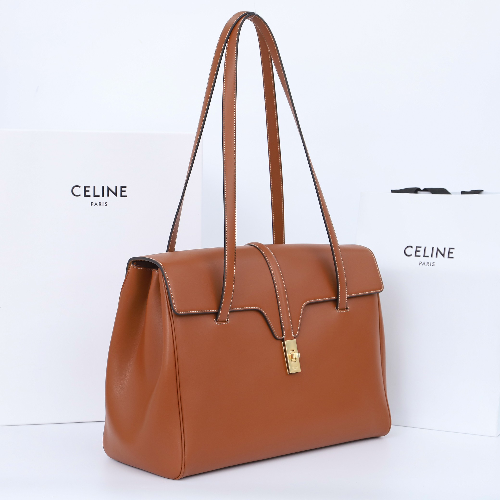 CELINE Large Soft 16 Bag in Smooth Calfskin - Tan