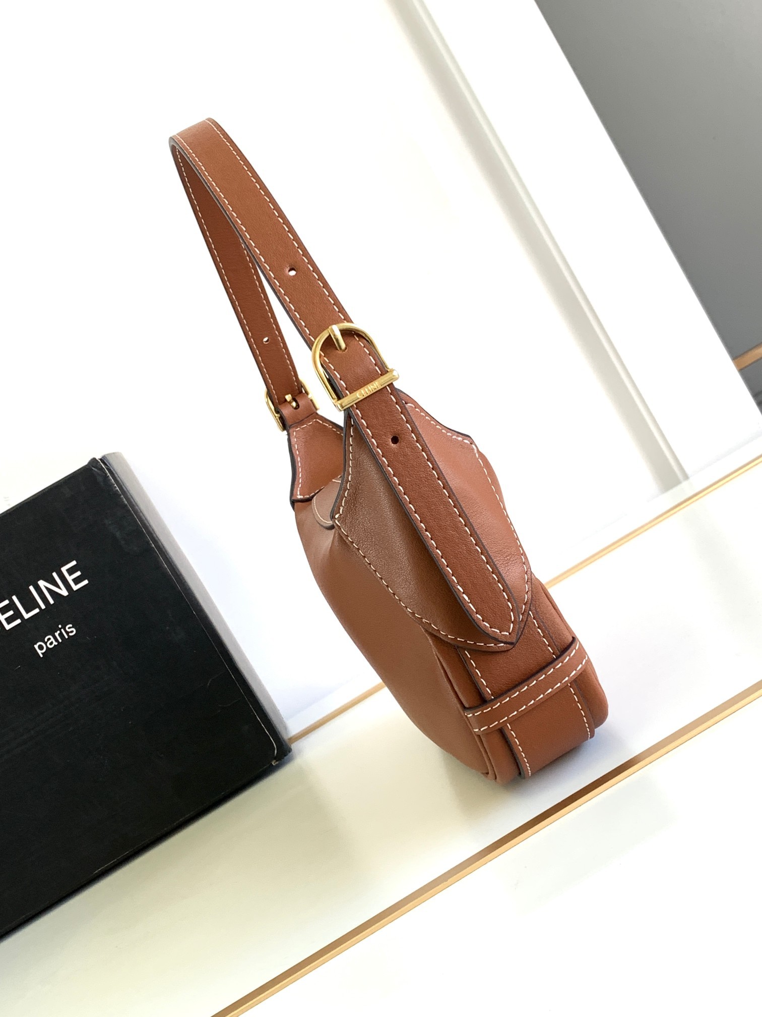 CELINE Mini Romy Bag in Supple Calfskin - Tan