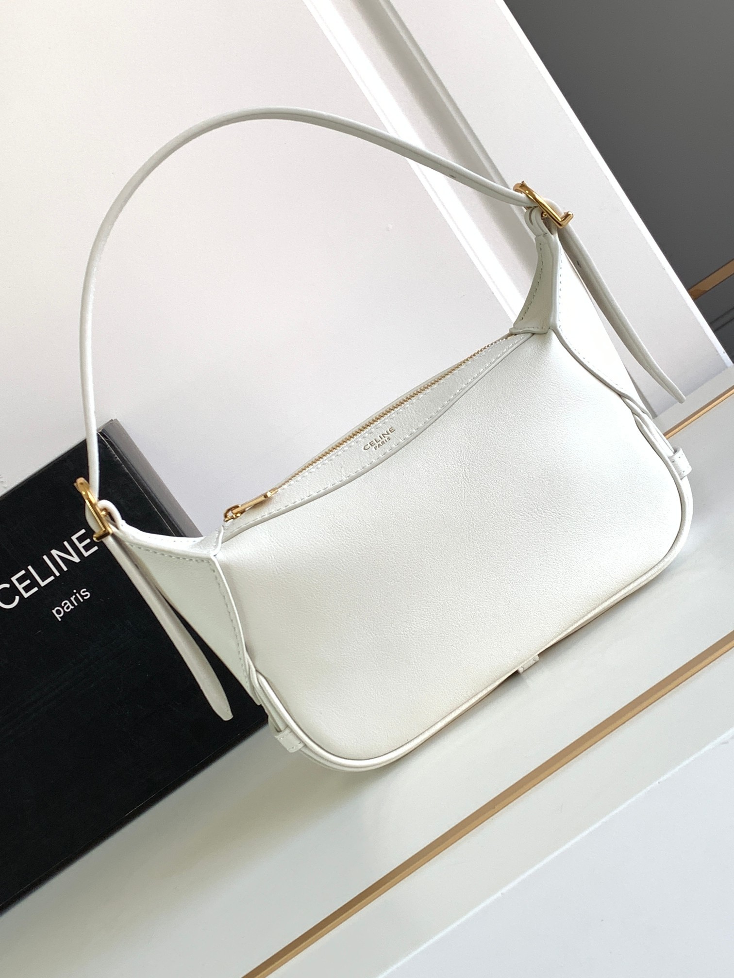 CELINE Mini Romy Bag in Supple Calfskin - White